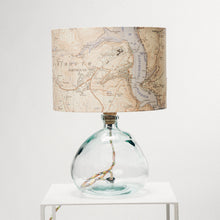 Load image into Gallery viewer, Clear Recycled Glass Lamp Small - with custom old map lampshade