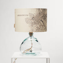 Load image into Gallery viewer, Clear Recycled Glass Lamp Small - with custom old map lampshade