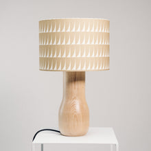 Load image into Gallery viewer, Light Wood Lamp Base - with one of 4 Heli pattern lampshades