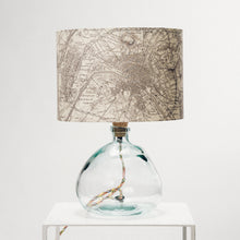 Load image into Gallery viewer, Clear Recycled Glass Lamp Small - with custom old map lampshade
