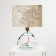 Load image into Gallery viewer, Clear Recycled Glass Lamp Small - with custom old map lampshade