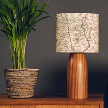 Load image into Gallery viewer, Dark Wood Lamp Base - with custom old map lampshade
