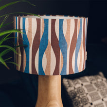 Llwythwch y ddelwedd i wyliwr yr Oriel, Lampshêd Retro Glas a Brown