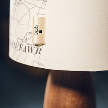 Load image into Gallery viewer, Dark Wood Lamp Base - with custom old map lampshade