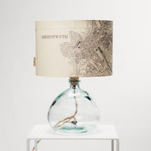 Load image into Gallery viewer, Clear Recycled Glass Lamp Small - with custom old map lampshade
