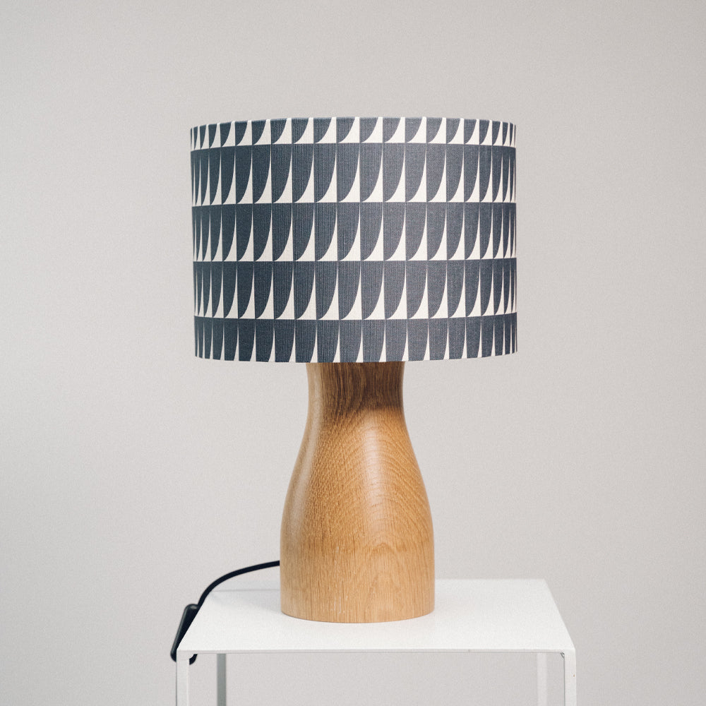 Oak Wood Lamp Base - with one of 4 Heli pattern lampshades