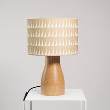 Load image into Gallery viewer, Oak Wood Lamp Base - with one of 4 Heli pattern lampshades
