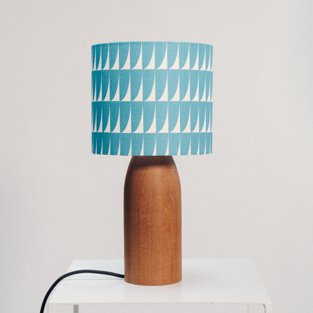 Dark Wood Lamp Base - with one of 4 Heli pattern lampshades