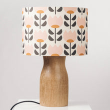 Load image into Gallery viewer, Oak Wood Lamp Base - with one of 8 retro pattern lampshades
