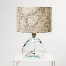 Load image into Gallery viewer, Clear Recycled Glass Lamp - with custom old map lampshade
