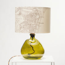 Load image into Gallery viewer, Green Recycled Glass Lamp - with custom old map lampshade
