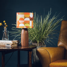 Load image into Gallery viewer, Dark Wood Lamp Base - with one of 8 retro pattern lampshades
